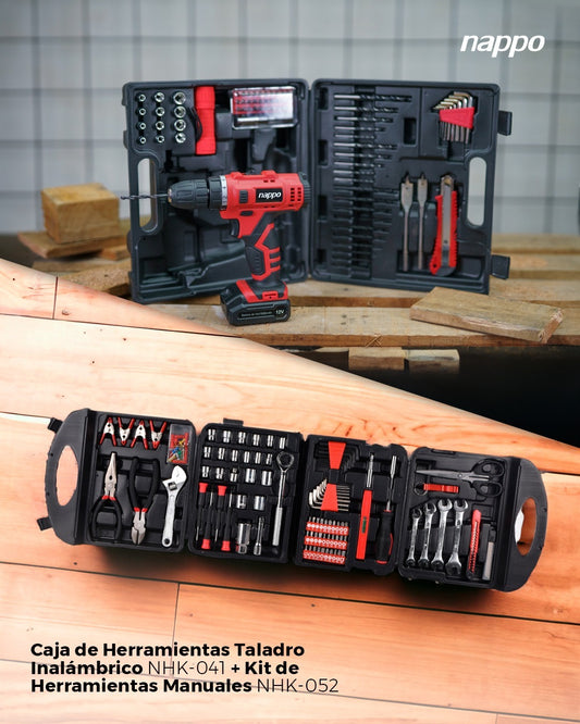 CAJA DE HERRAMIENTAS NAPPO TALADRO INALAMBRICO