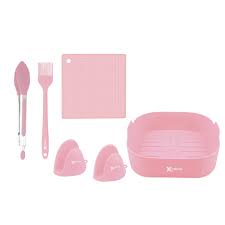 JUEGO DE 6 PCS DE SILICONA PARA FREIDORA CUADRADO CROIX NEGRO, ROSA, VERDE