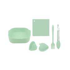 JUEGO DE 6 PCS DE SILICONA PARA FREIDORA CUADRADO CROIX NEGRO, ROSA, VERDE