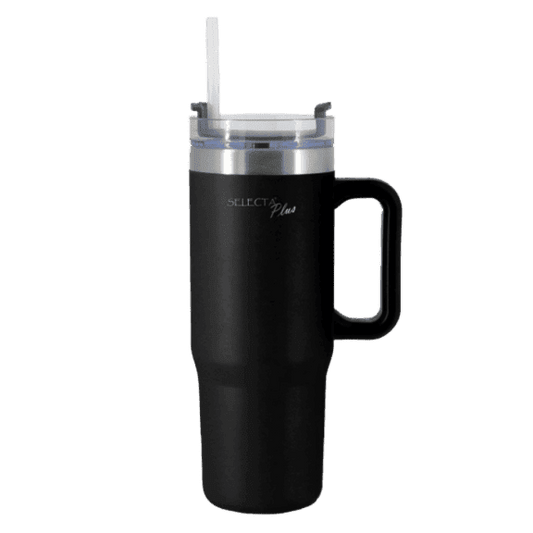MUG TERMICO C/PICO 900ML ACERO NEGRO (REG)